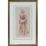 John Moody RI (1884-1962) - Girl in Evening Dress - signed lower left, red chalk on paper,