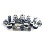 A group of German blue & white kitchen storage containers; together with a quantity of 20th