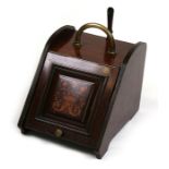 A Victorian inlaid mahogany coal box, 35cms (13.75ins) wide.