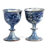 Yolande Beer (b1958) - a pair of Studio pottery goblets, signed & dated '82 to underside, 12cms (4.