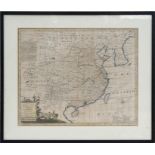 An antique hand coloured map by Emanuel Bowen, illustrating 'A New & Accurate Map of China Drawn