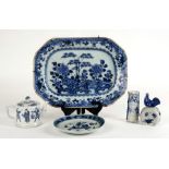 A group of Chinese and Japanese blue & white china to include a water dropper and tea pot (5).