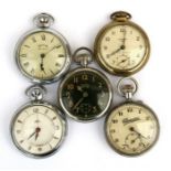 A Services Gatwick chrome cased open faced pocket watch; together with four further open faced