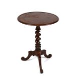A Victorian mahogany occasional table on barley twist column and tripod base, 53cms (21ins)