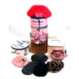 A quantity of ladies hats in cardboard hat boxes to include examples by Jeanne Pierre.