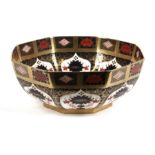 A Royal Crown Derby Old Imari pattern octagonal bowl, 25cms (9.75ins) diameter.Condition Report Very
