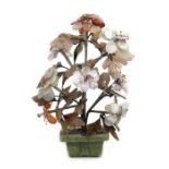 A Chinese hardstone gem tree, 23cms (9ins) high.Condition Reportgood overall condition