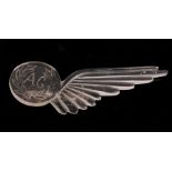 A WWII Perspex Air Gunner wing badge, 7.5cms (3ins) long.