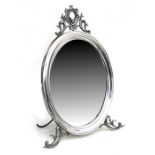 A large early 20th century silver plated strut dressing table mirror, 65cms (25.5ins) high.