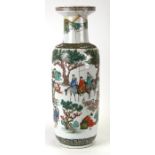 A large Chinese famille verte vase decorated with figures in a landscape, 65cms (25.5ins) high (a/