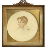 Victorian school - a portrait miniature depicting a young child, watercolour, mounted in a gilt