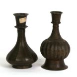 An 18th century Indo-Persian hookah base, 22cms (8.5ins) high; together with another similar