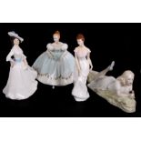 Four Royal Doulton figures - Linda, HN2758; Margaret HN2397; First Dance HN2803 and Idle Hours,