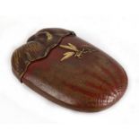 A late 19th century Japanese bronze and mixed metal vegetable shaped vesta case decorated with a