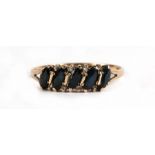 A 9ct gold diamond and sapphire ring, approx UK size 'P'.