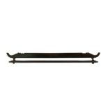 A Chinese hardwood scroll hanger, 122cms (48ins) wide.