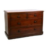 A Victorian mahogany chest with two short and two graduated long drawers, on plinth base, 118cms (