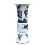 A Chinese famille verte Gu vase decorated with figures in a landscape, 41cms (16ins) high.