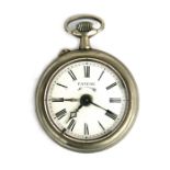 A Fanfar nickel cased open faced alarm pocket watch.