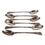 A set of six silver plated basting spoons engraved '20th Hussars', 33cms (13ins) long (6).