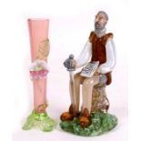 A continental Art glass figure of Don Quixote, possibly Murano, 20cms (8ins) high; together with