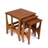 A nest of three 1960's teak tables by Stonehill Furniture Ltd from the Stateroom range, the