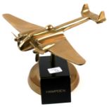 A brass model of the WW2 medium bomber the Handley Page Hampden with spinning propellers mounted