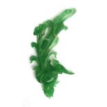 A Chinese jadeite carving depicting birds and flowers, 15cms (6ins) high.