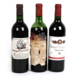 Vintage Bordeaux red wine - three 75cl bottles to include Chateau Mouton Rothschild 1970, Chateau