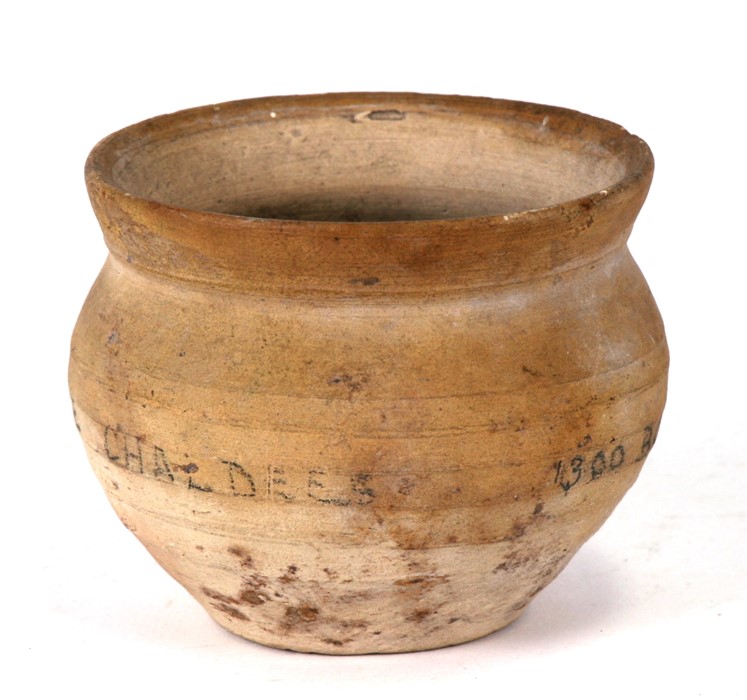 Antiquities. An early pottery Mesopotamia Ur pot with pencil date '1300 BC' pencil inscription to