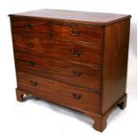 A Georgian mahogany chest with two short and three long graduated drawers, on bracket feet,