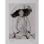 E J story - Blind Coolie - signed to the margin, etching, unframed. 18 by 24cm (7 by 9.5 ins)