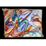 20th century school - Abstract Study of a Dragon - oil on canvas, unframed, 101 by 74cms (39.75 by