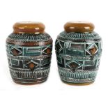 A pair of mid 20th century Tradpots Pottery lamp bases, 21cms (8.25ins) high.