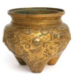 A Chinese gilt bronze tripod censer, 14cms (5.5ins) high.Condition Report Missing handles