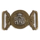 A 19th century Bengal Staff Corps silver on brass two part belt buckle. Overall width 8cms (3.