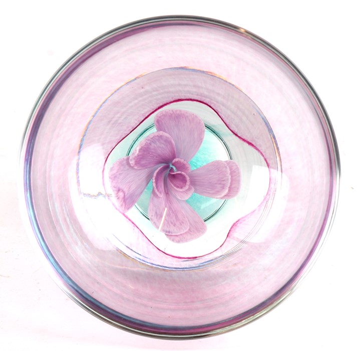 A Caithness footed glass bowl with central flower decoration, 16cms (6.25ins) diameter. - Image 2 of 2