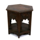 A Chinese hardwood hexagonal form two-tier table or stand, made for the Islamic market, the