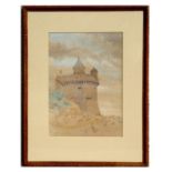Harry Bowles - Study of a French Watch Tower - watercolour, inscribed to verso, with Charles