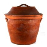 A large terracotta dairy crock, 42cm 16.5ins high