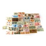 A quantity of bank notes to include European and Chinese examples.