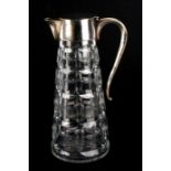 A Mappin & Webb cut glass claret jug with silver plated mounts 25.5cm 10ins high Condition