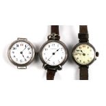 A group of three trench watchesCondition ReportFrom left of image, one to the left is ticking, as is