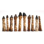 African/Tribal Art. A group of ten African carved bone figures, each approx 22cm (8.5ins) high.