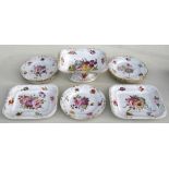 An early 19th century English porcelain dessert service comprising of eight plates, two serving