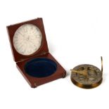 An early 19th century mahogany cased silvered brass compass sundial or panto chronometer by John