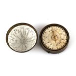 A Charles Nephew & Co. Calcutta, Georgian pocket sun dial with paper dial, the lid with paper