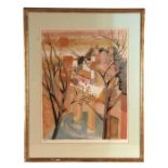 Georges Lambert (French 1919-1998), limited edition coloured print - Town Scene - 38/185, signed