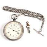 A silver cased centre seconds chronograph leaver pocket watch, London 1881 the movement signed J