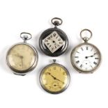 A group of four open faced pocket watches